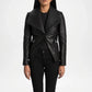 Black Leather Blazer for Women