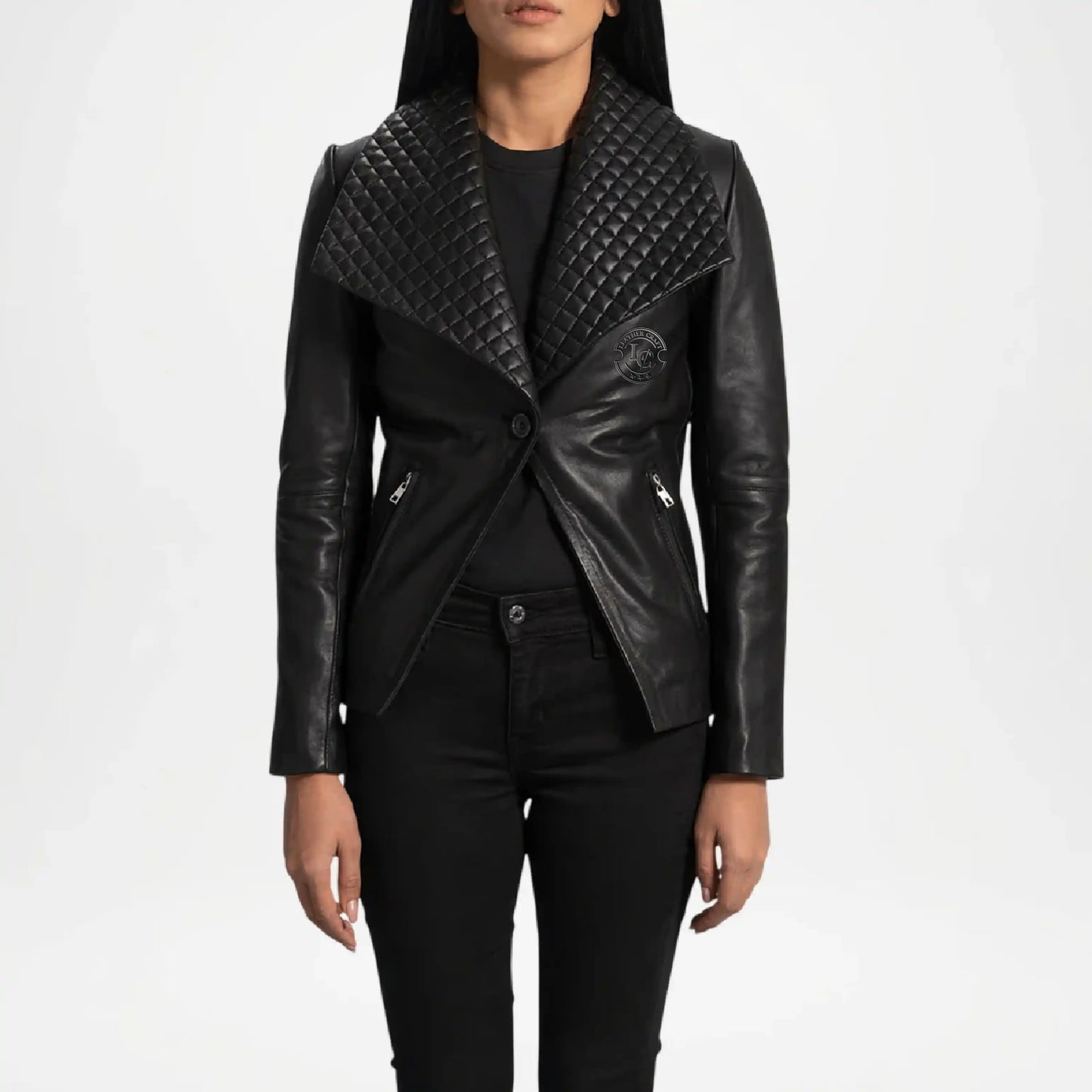 Black Leather Blazer for Women
