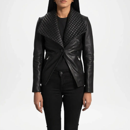 Black Leather Blazer for Women