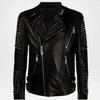 mens black studded biker jacket