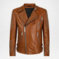mens brown studded biker jacket