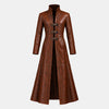 Long Brown Leather Trench Coat