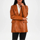  Brown Leather Blazer for Women