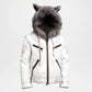 Men's Wolf Leather Jacket with Fur Hood – White Leather Coat