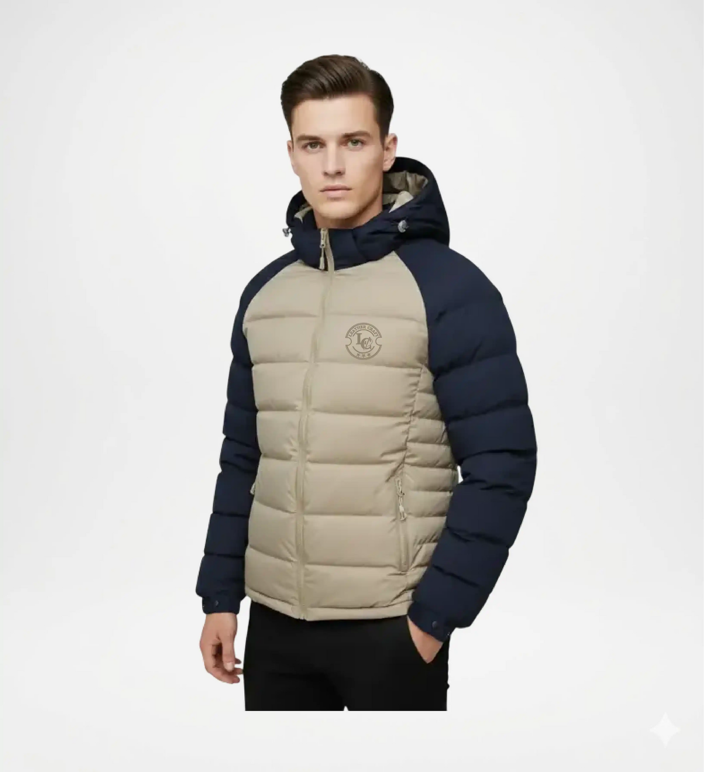 beige puffer jacket for men