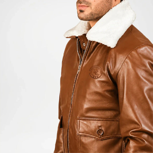 brown leather bomber jacket mens