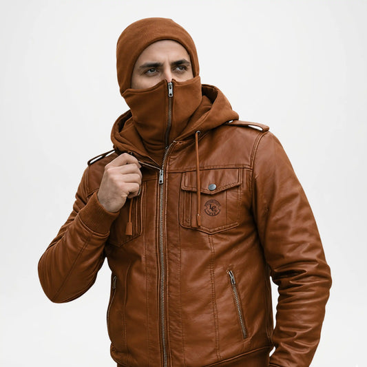 men's brown leather bomber jackets