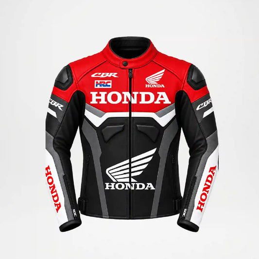 Honda HRC Red Black Motorcycle Leather Jacket