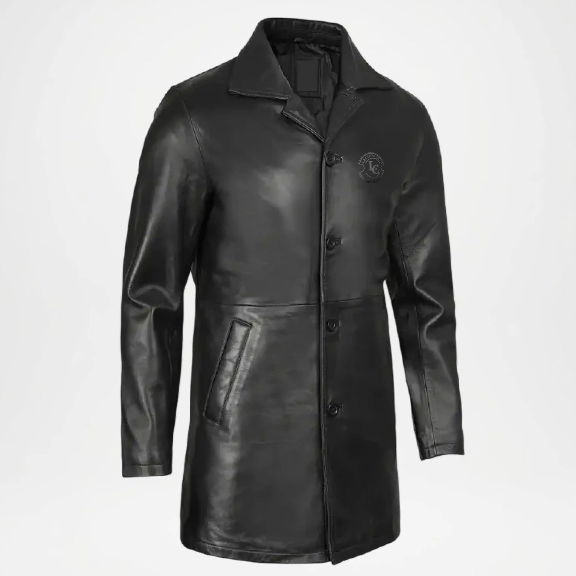 Black leather coat on a white background