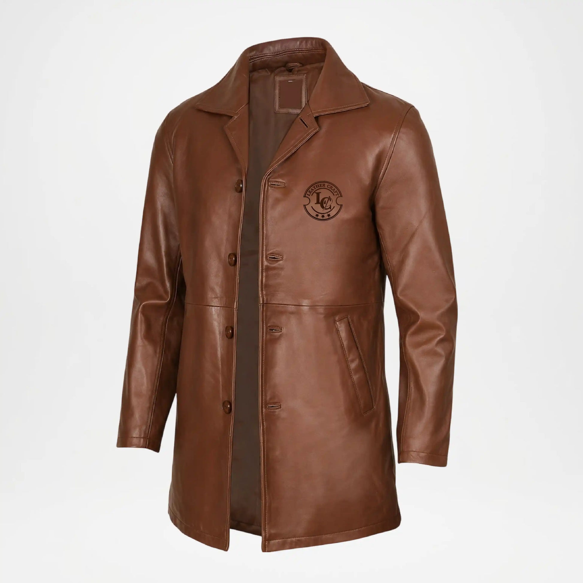 car coat leather brown 