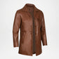 mens brown leather car coat