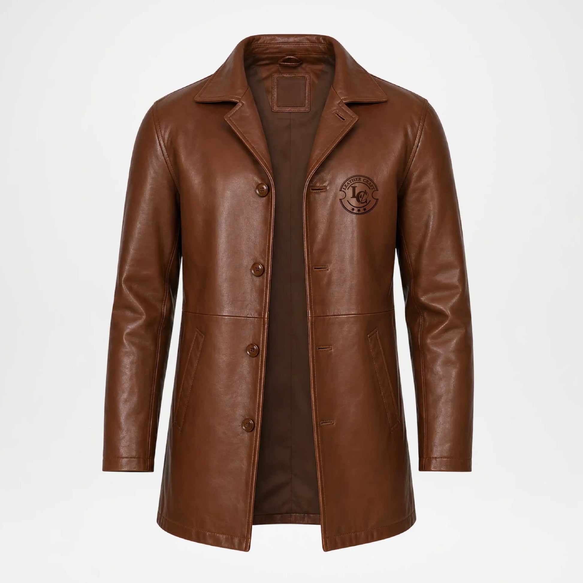 brown leather car coat 