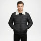 men's black leather puffer
