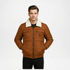 mens brown leather puffer jacket