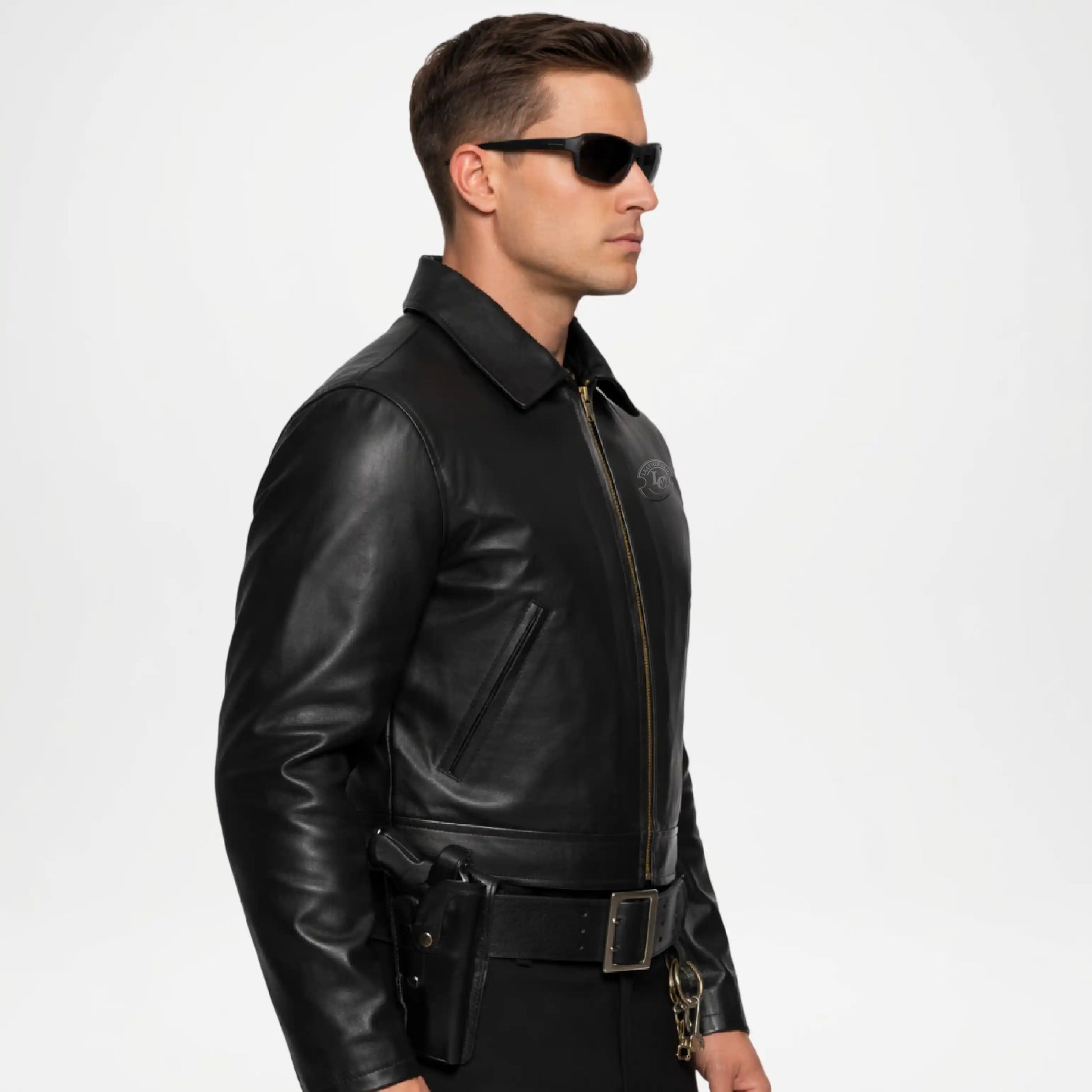 black agb leather jacket mens