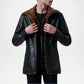 men's black leather trench coat with hood