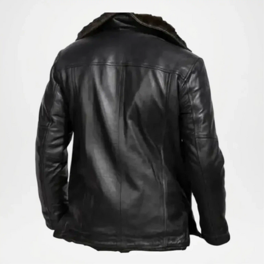 black sheepskin leather shearling jacket
