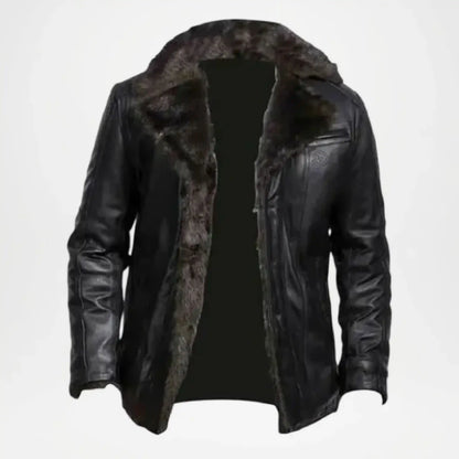 black sheepskin shearling jacket
