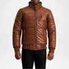 brown leather puffer jacket men