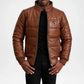 brown leather puffer jacket cropped