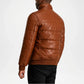 back brown leather puffer jacket men