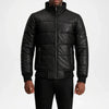 black leather puffer jacket men