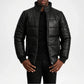 black leather puffer coat men