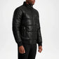 black leather look puffer jacket