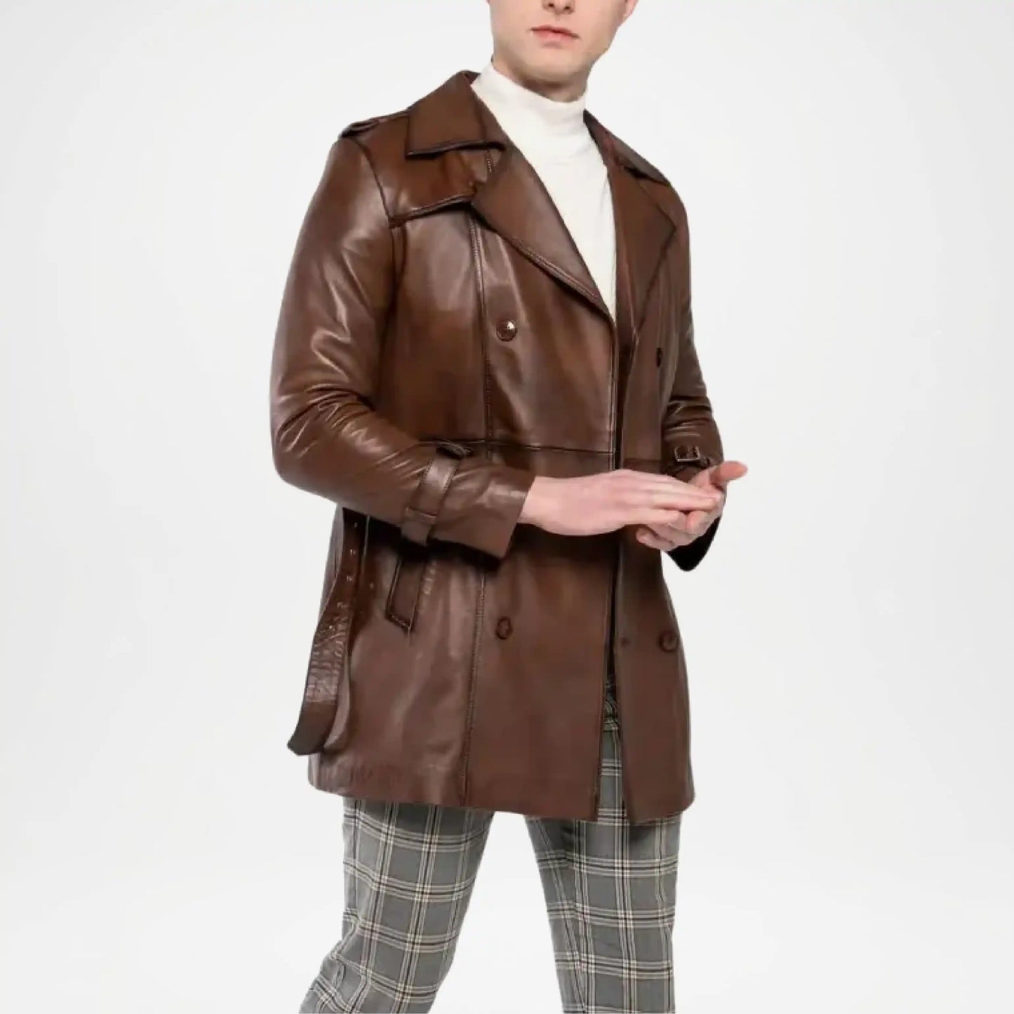 brown wool coat belted