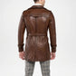 Brown leather coat 