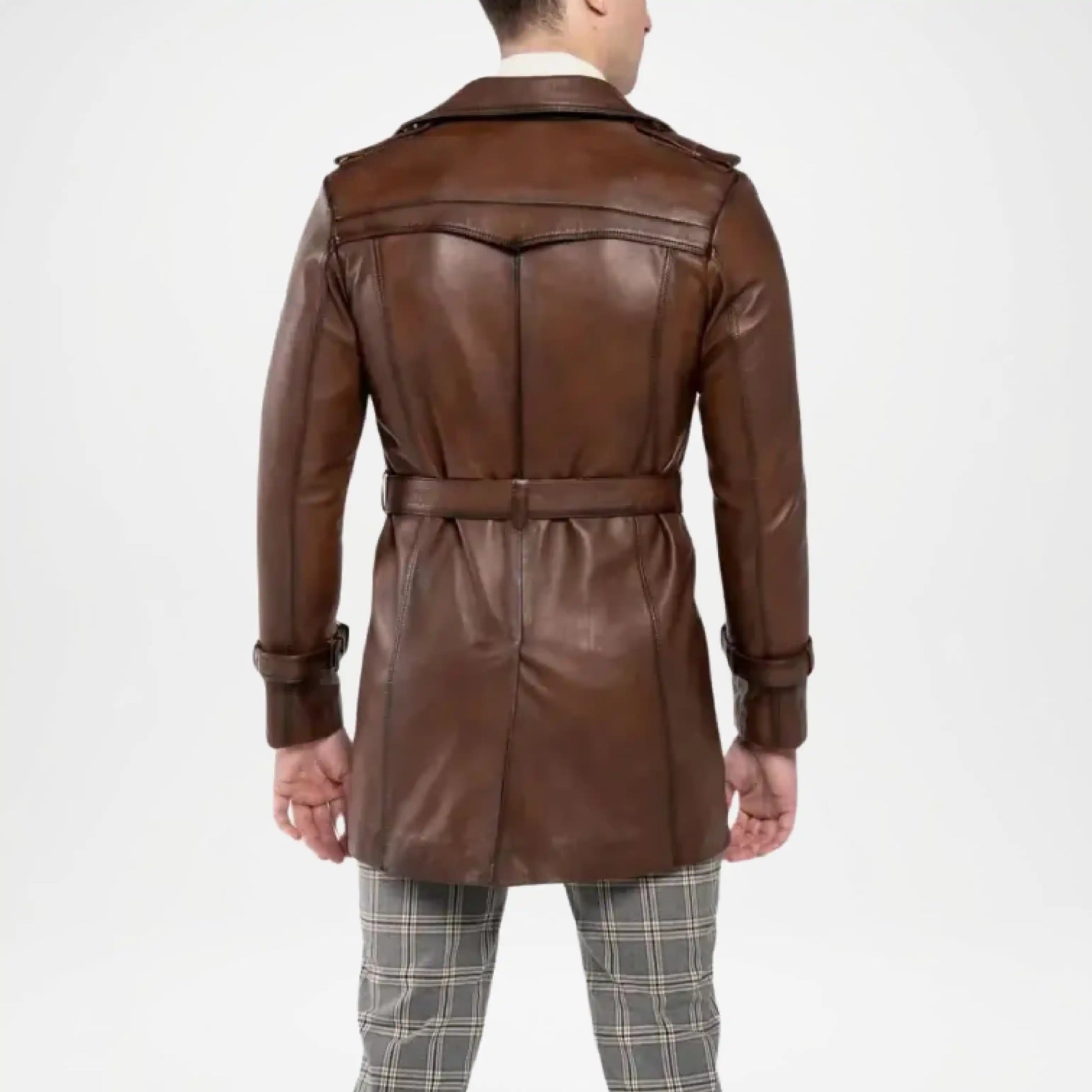 Brown leather coat 
