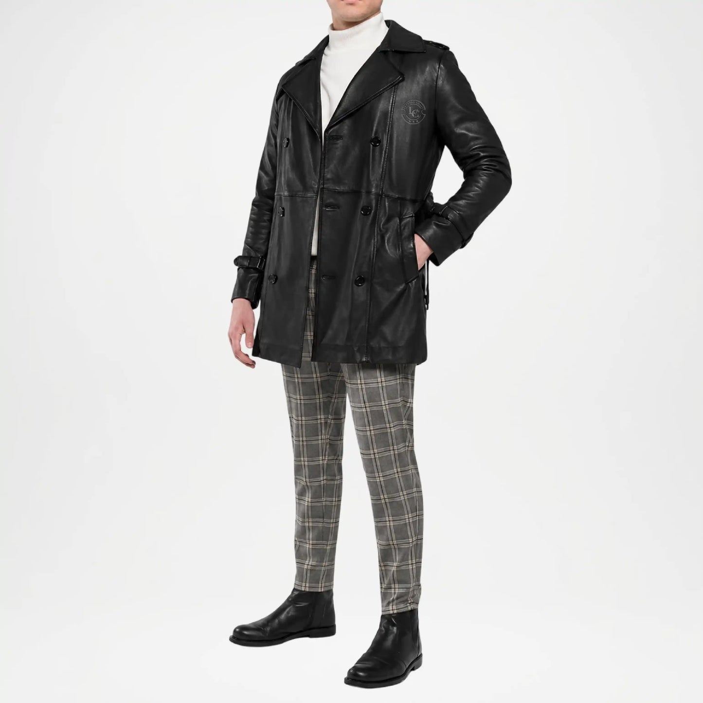 men's black waxed coat