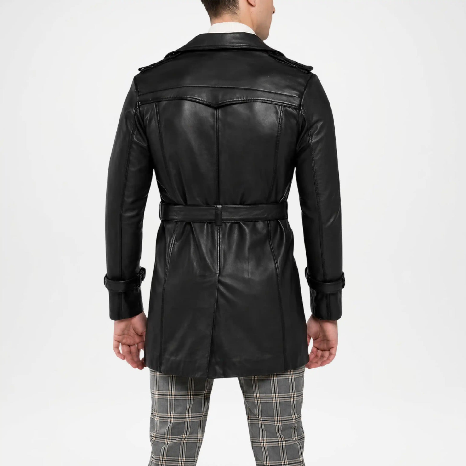 belted leather coat mens