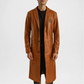 mens brown leather trench coat