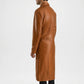 mens brown long leather coat