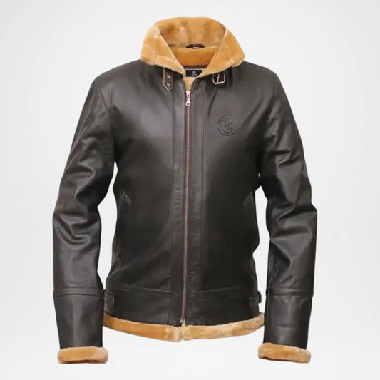 mens black shearling leather jacket