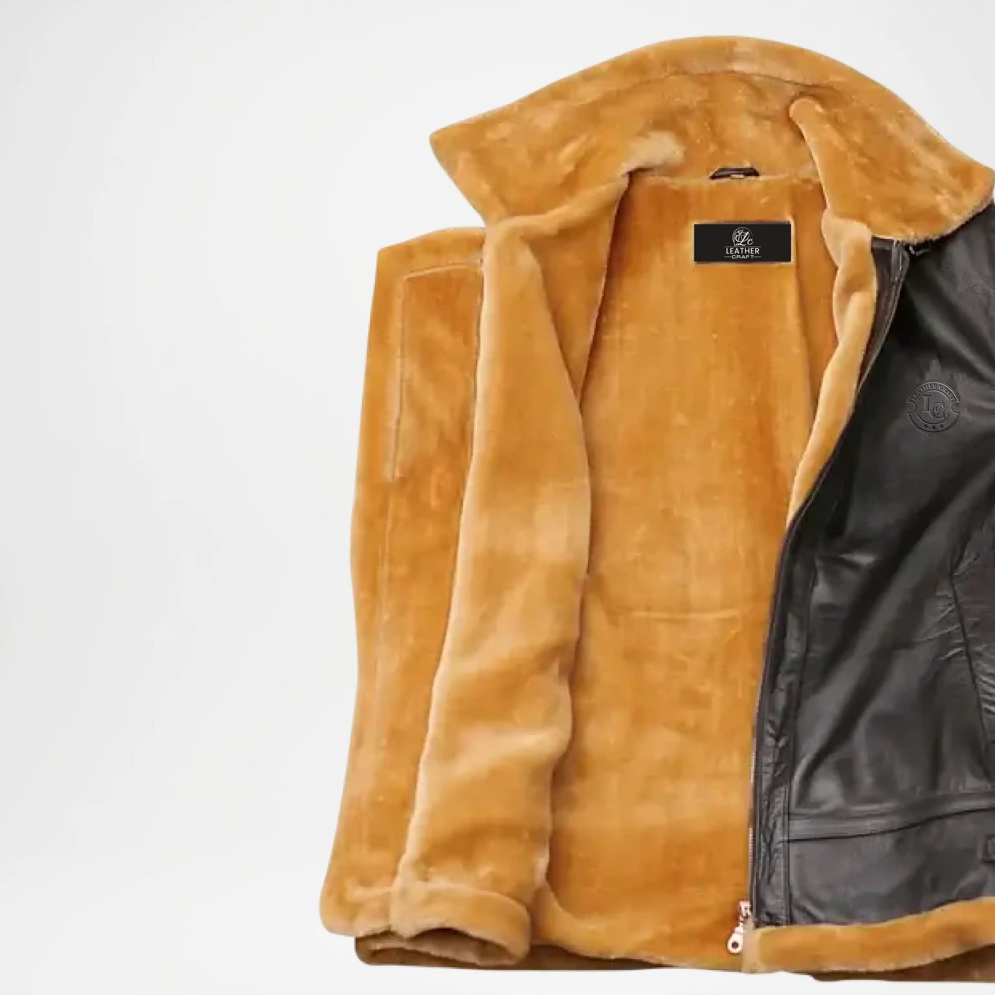 black fur lined leather jacket men