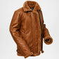 brown shearling leather fur jacket