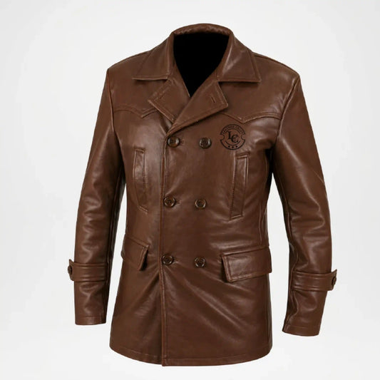 men's brown distressed leather jacket