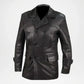 men's distressed black leather coat