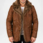 men's brown coat with fur collar