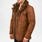 men's brown fur coat
