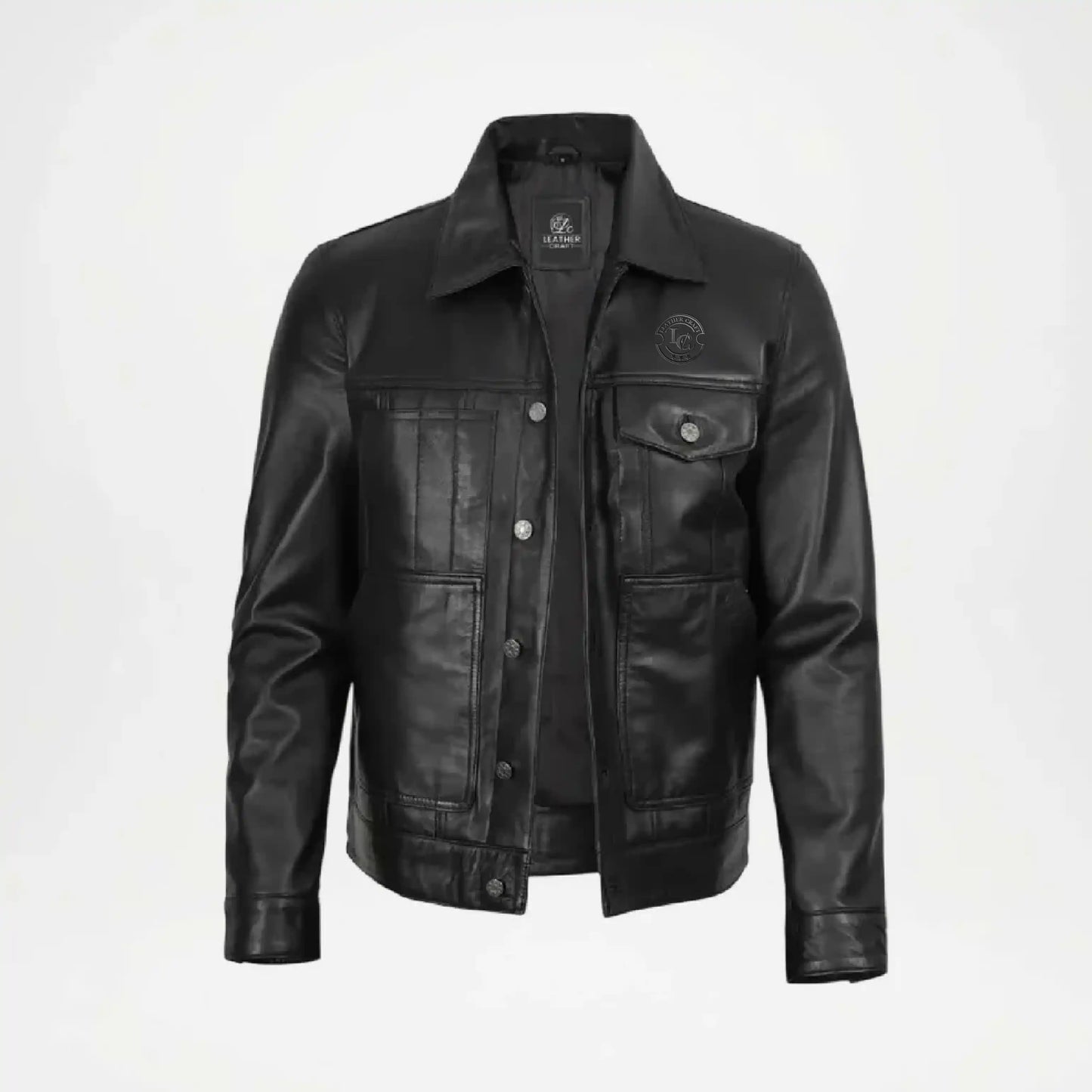 men's vintage leather trucker jacket
