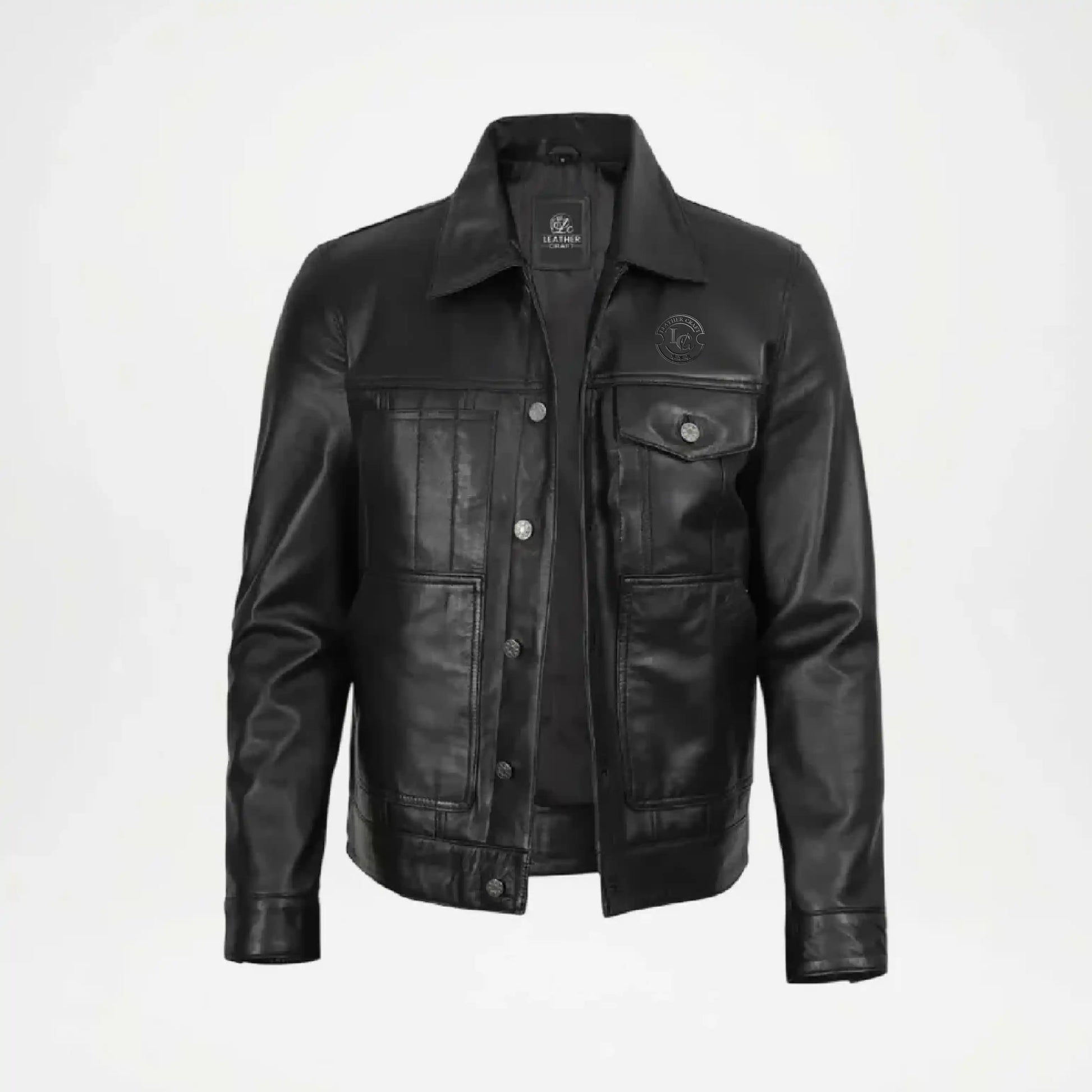 men's vintage leather trucker jacket
