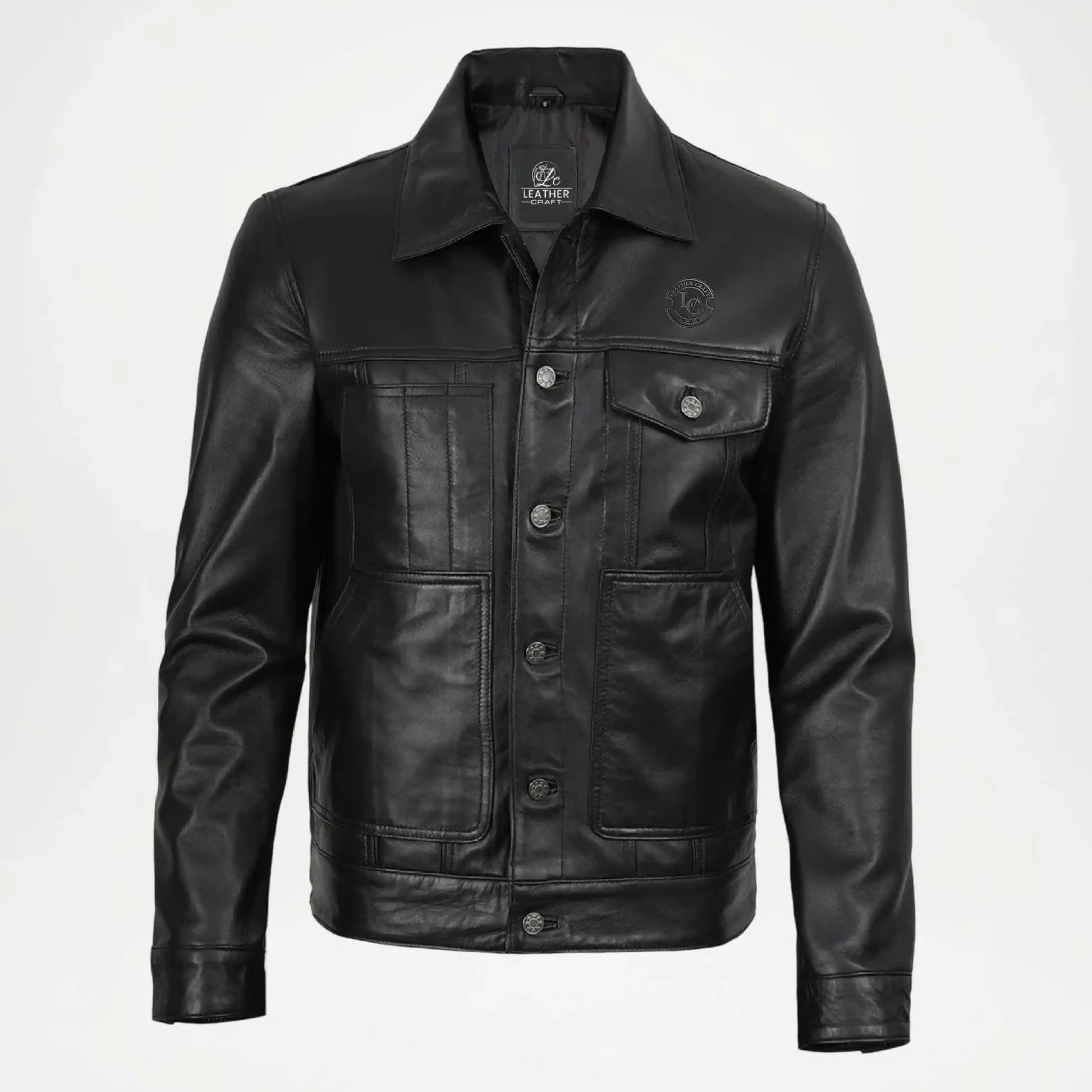 men's vintage black leather jacket