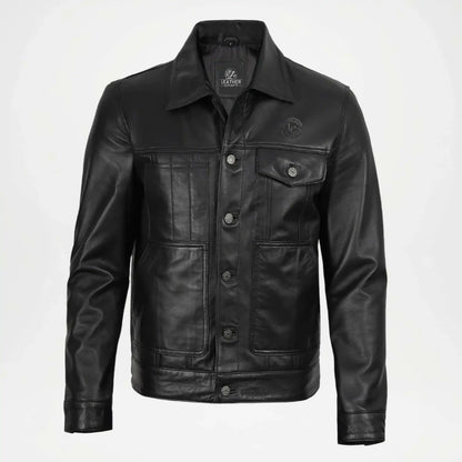 men's vintage black leather jacket