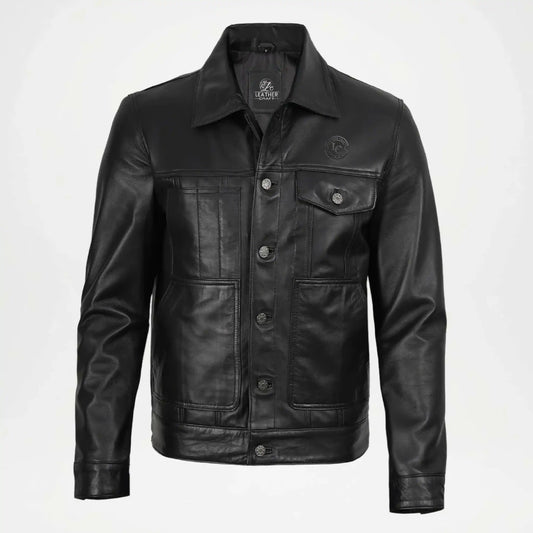 men's vintage black leather jacket