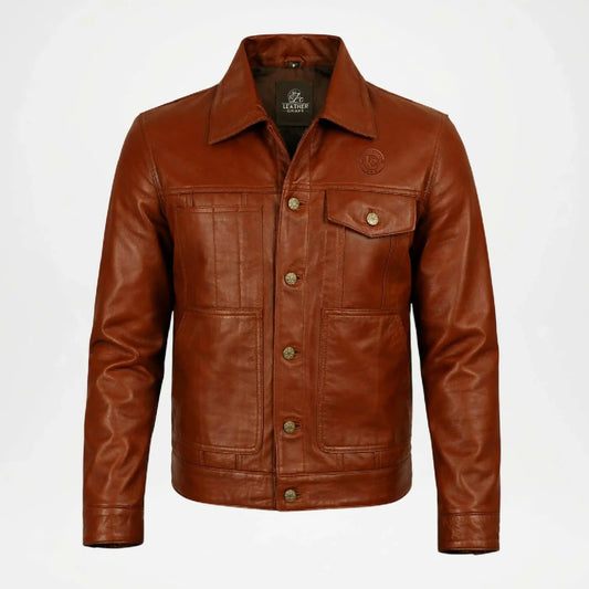 men's brown vintage leather jacket