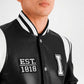 Men’s Black and White Leather Varsity Jacket