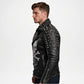 black leather biker jacket men studs